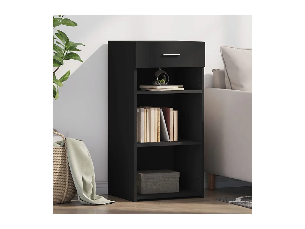 Buffet | Bahut | Meuble de rangement noir 45x42,5x93 cm bois d'ingénierie