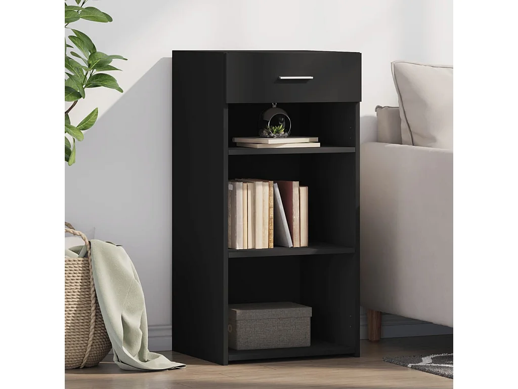Buffet | Bahut | Meuble de rangement noir 45x42,5x93 cm bois d'ingénierie