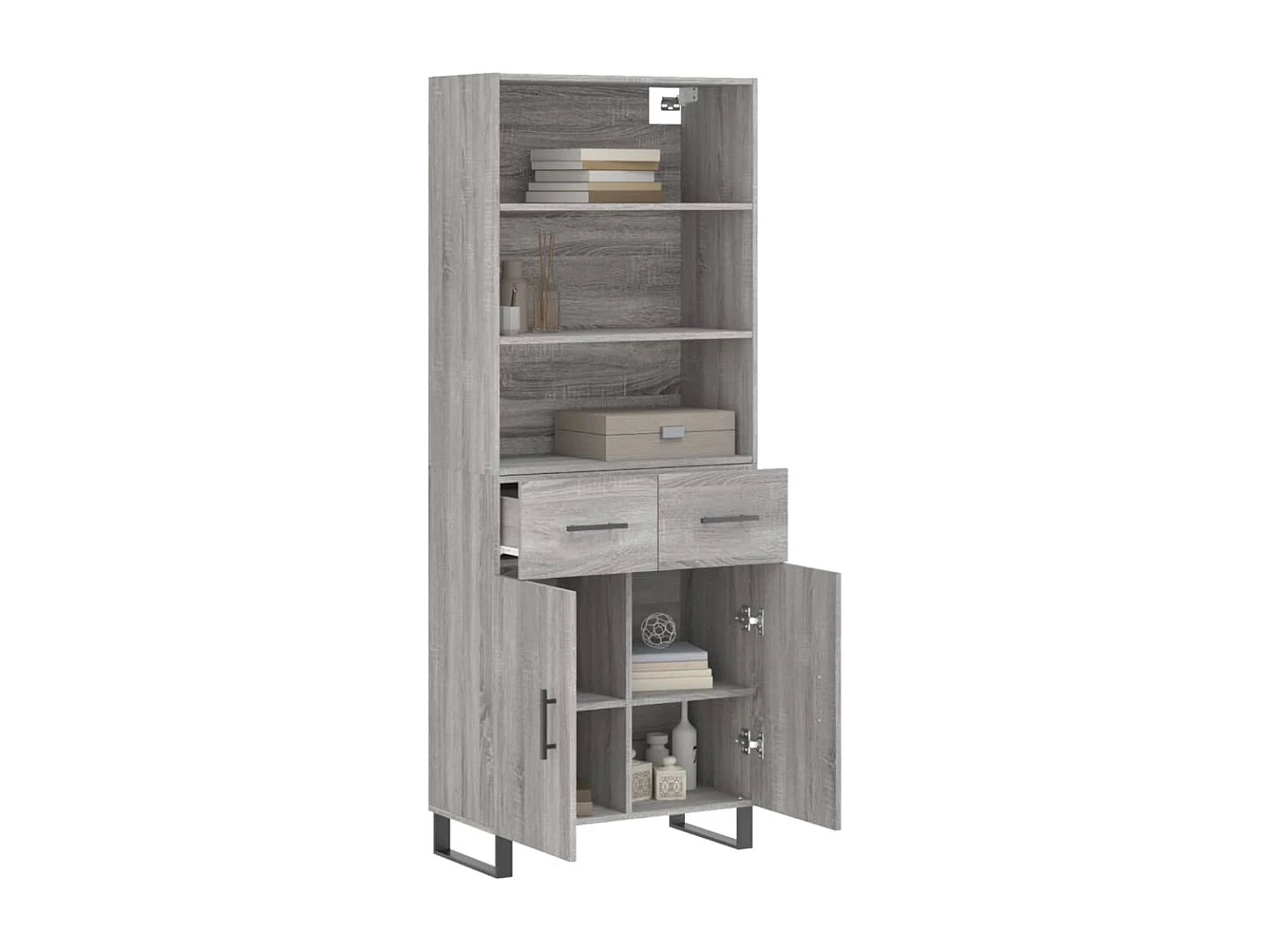 Credenza | Buffet | Armadio Grigio Sonoma 69,5x34x180 cm in Legno Multistrato