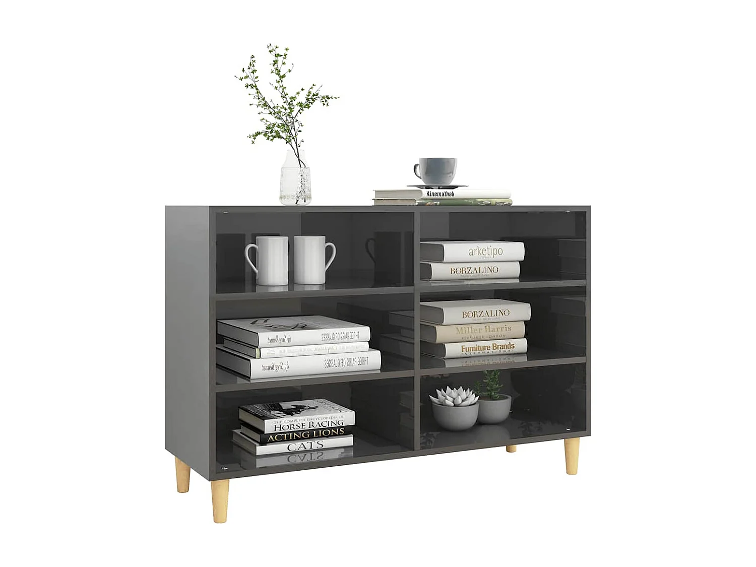 Credenza | Buffet | Armadio Grigio Lucido 103,5x35x70 cm in Legno Multistrato