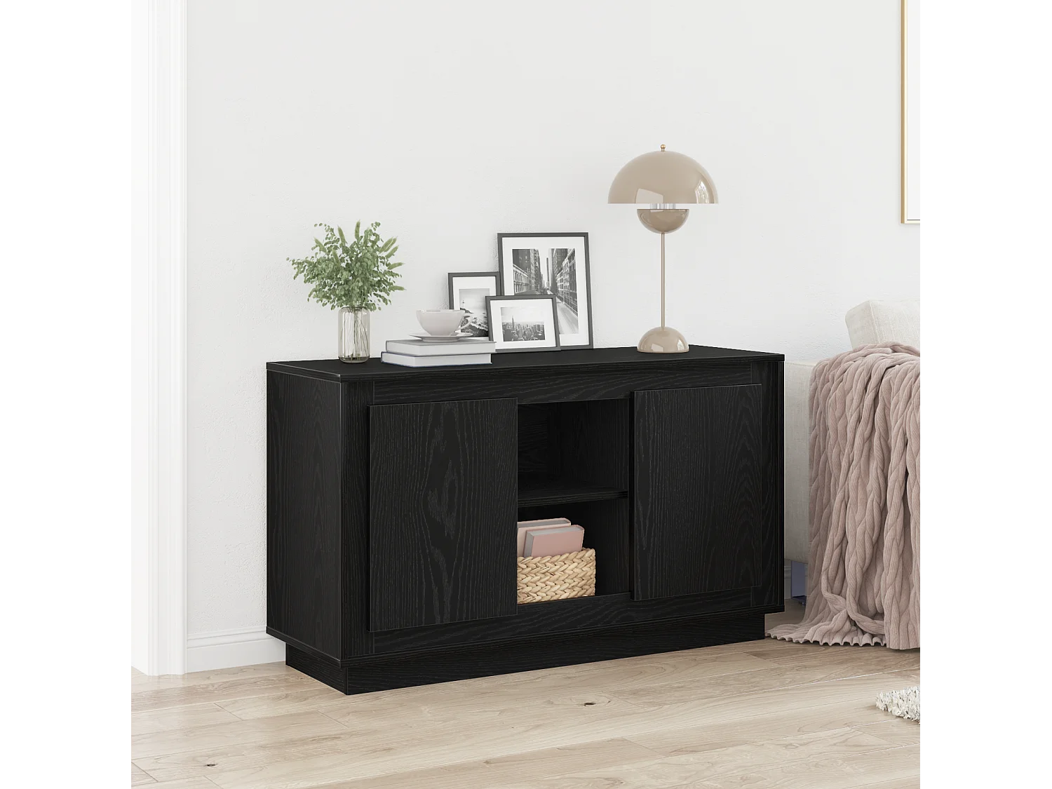 Buffet | Bahut | Meuble de rangement Chêne Noir 102x35x60 cm En Bois d'Ingénierie