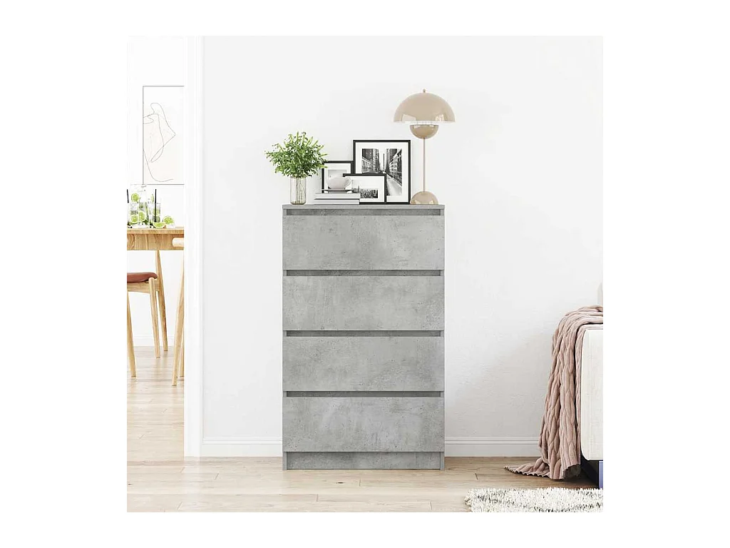 Buffet | Commode à tiroir | Meuble de rangement Gris béton 60x35x98,5 cm Bois d'ingénierie