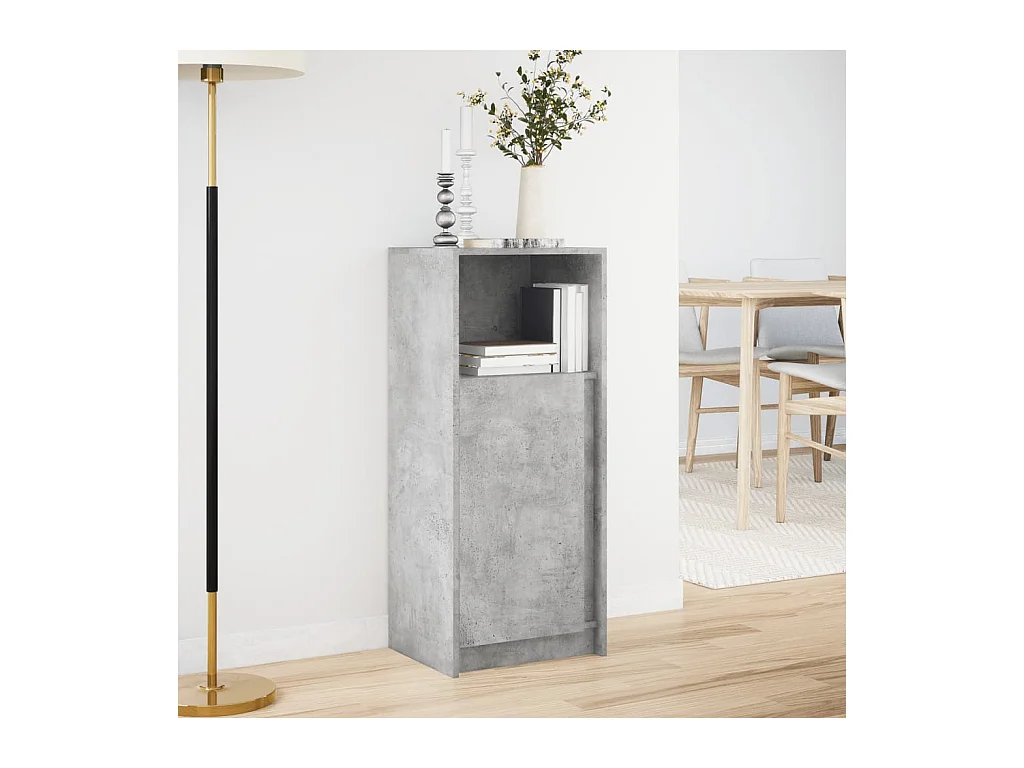 Buffet | Bahut | Meuble de rangement avec LED gris béton 42,5x34x100 cm bois d'ingénierie