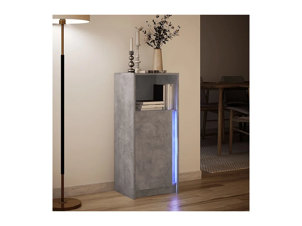 Buffet | Bahut | Meuble de rangement avec LED gris béton 42,5x34x100 cm bois d'ingénierie