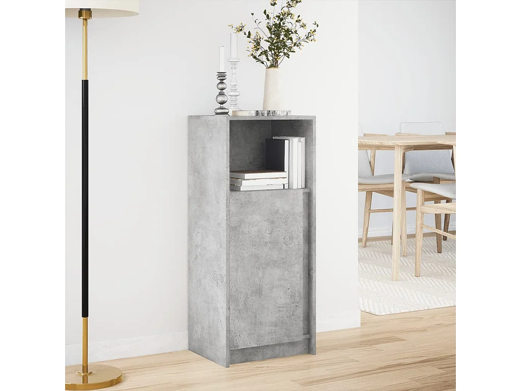Buffet | Bahut | Meuble de rangement avec LED gris béton 42,5x34x100 cm bois d'ingénierie