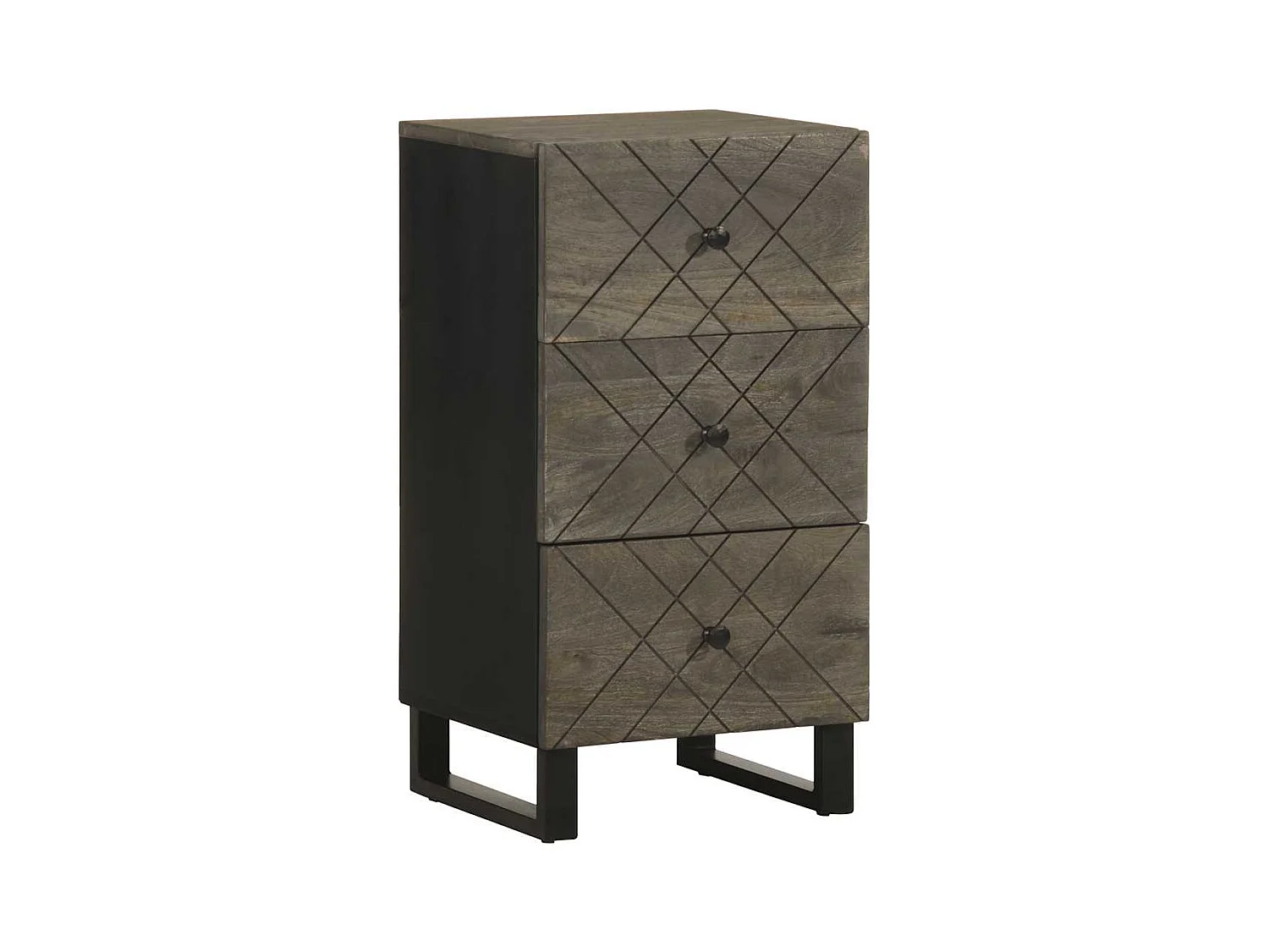 Credenza | Buffet | Armadio Nera 40x33x75 cm in Legno Massello di Mango
