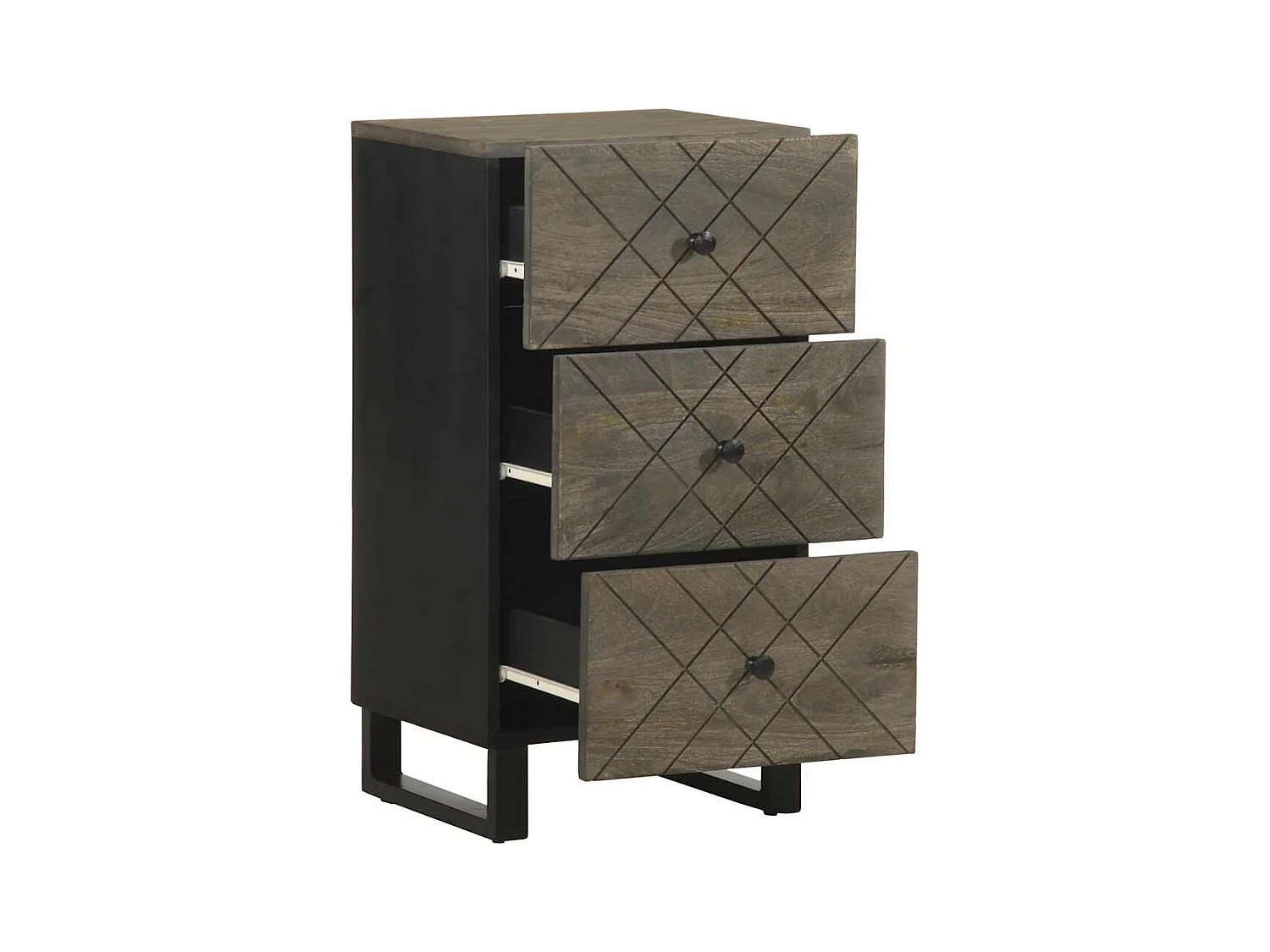 Credenza | Buffet | Armadio Nera 40x33x75 cm in Legno Massello di Mango