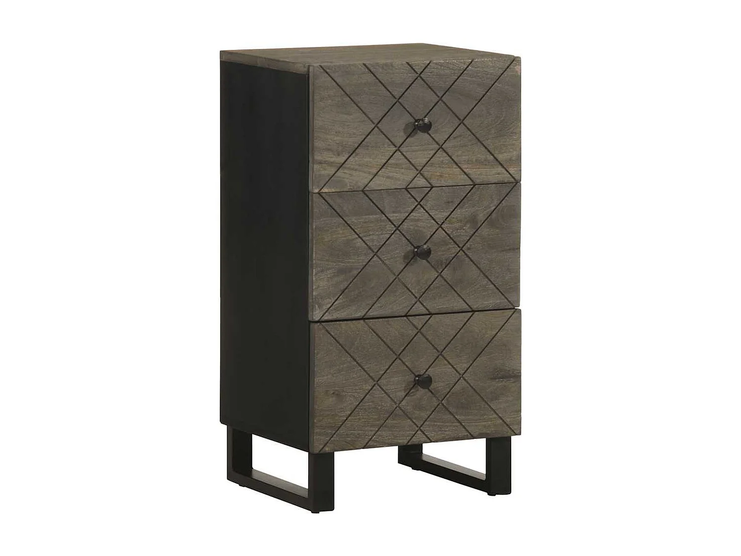 Buffet | Bahut | Meuble de rangement noir 40x33x75 cm bois massif de manguier