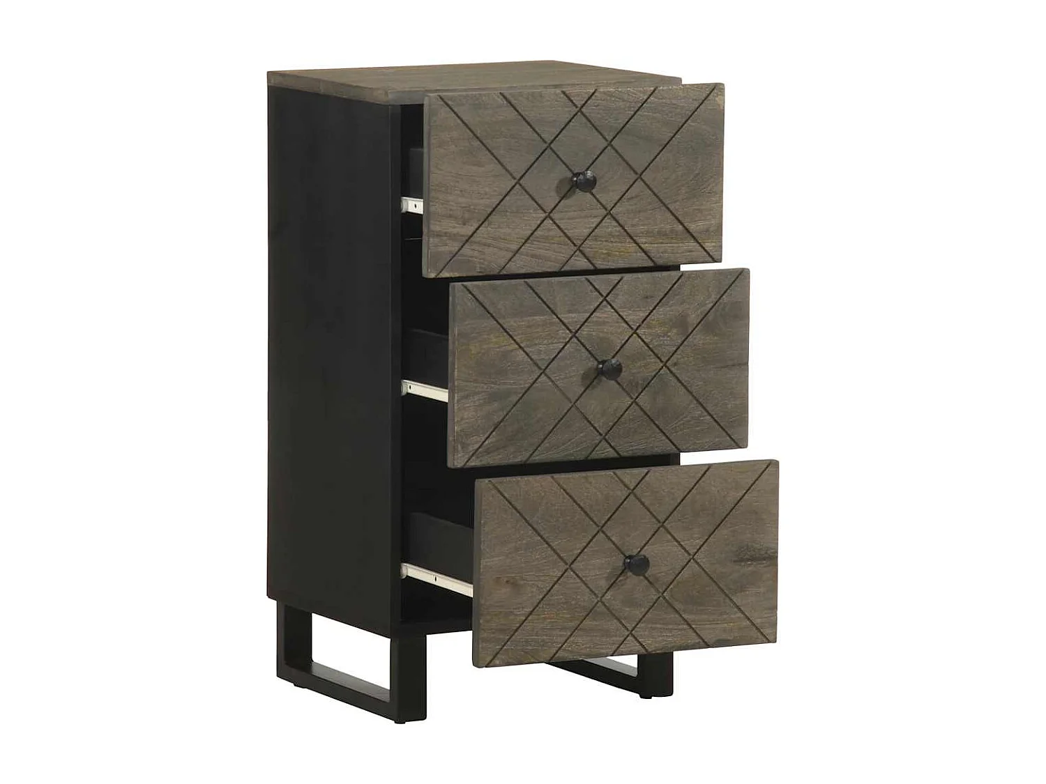 Buffet | Bahut | Meuble de rangement noir 40x33x75 cm bois massif de manguier