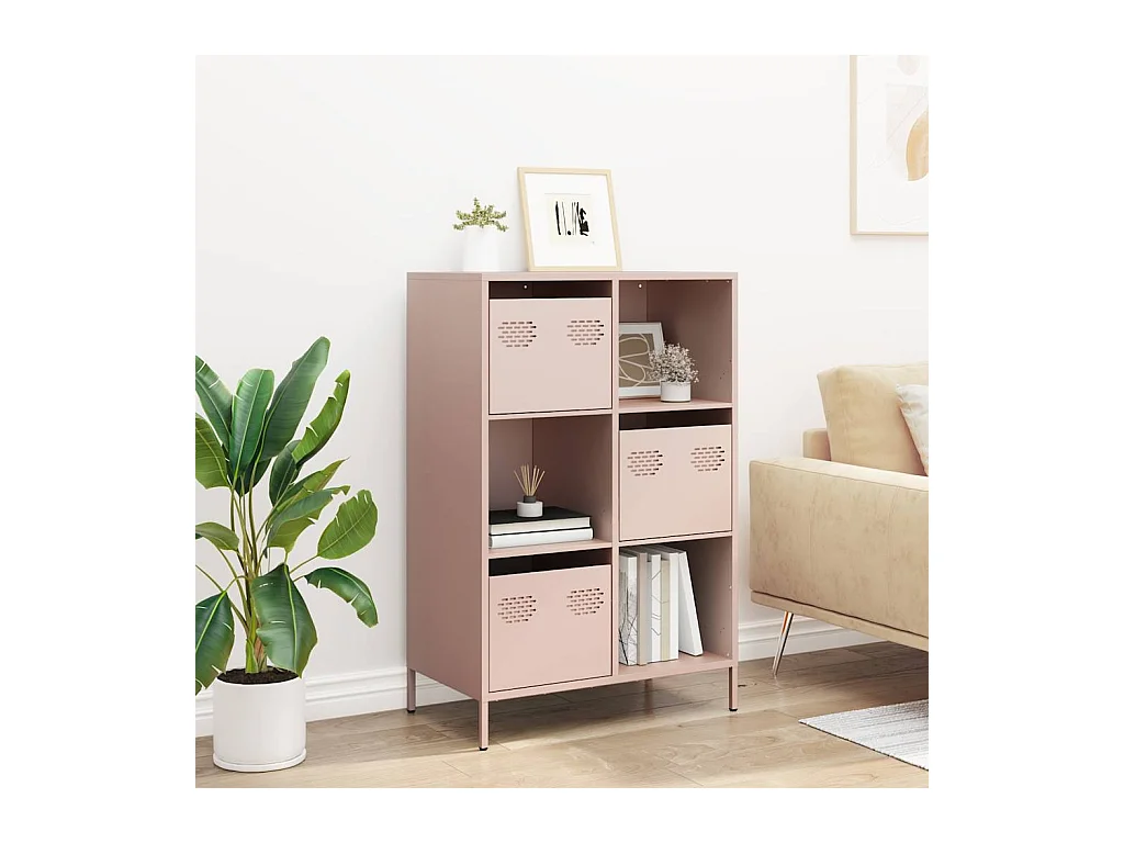 Buffet | Commode à tiroir | Meuble de rangement haut rose 68x39x103,5 cm acier