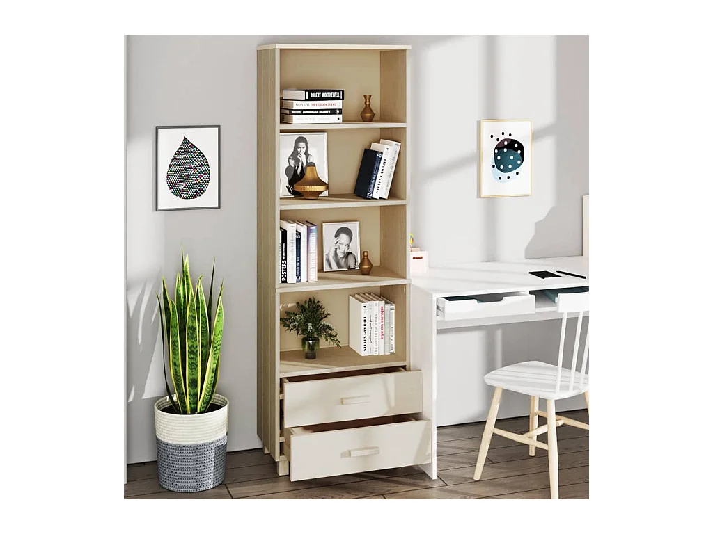 Buffet | Commode à tiroir | Meuble de rangement HAMAR Marron miel 60x35x180 cm Bois massif de pin