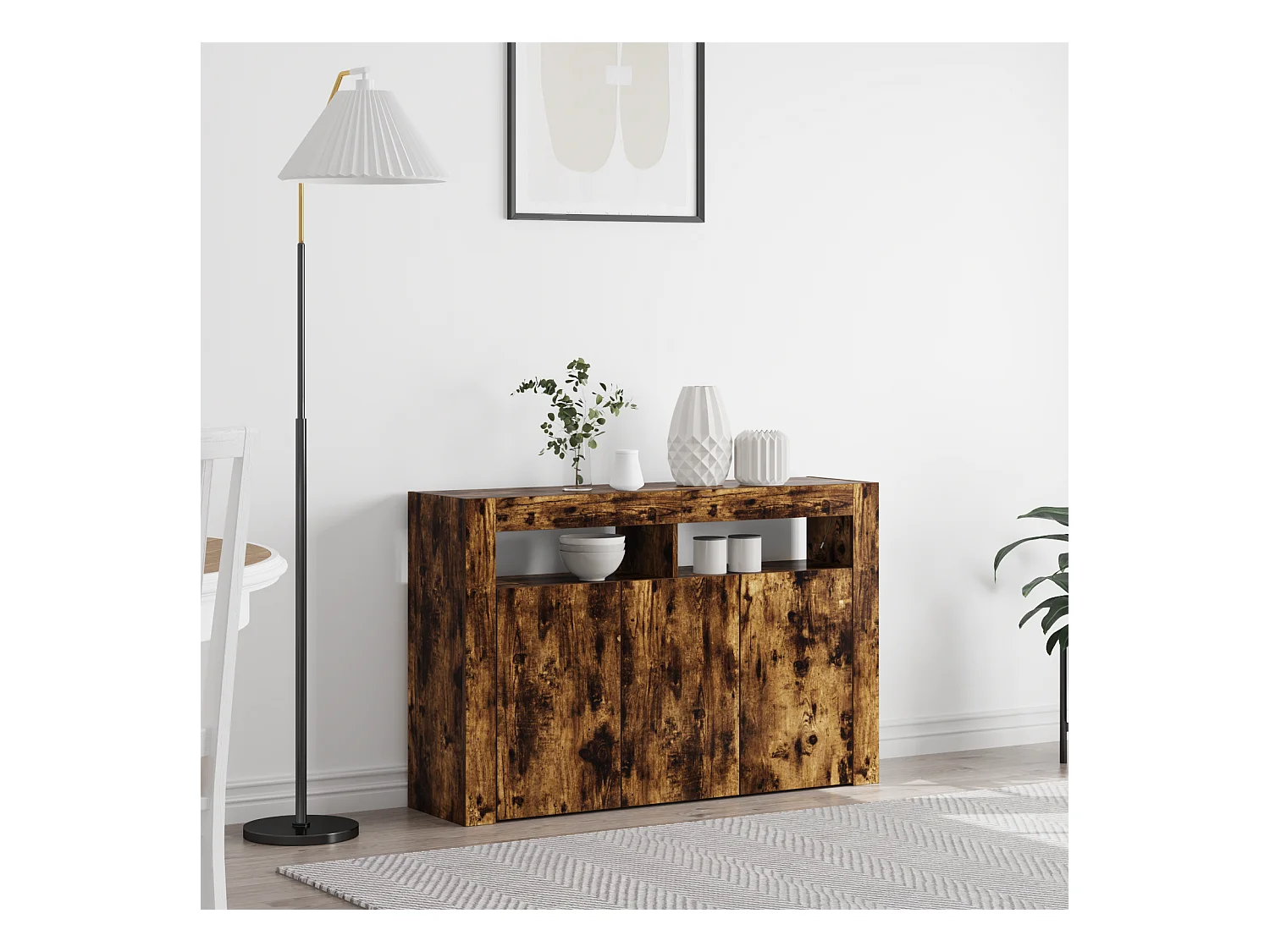 Buffet | Bahut | Meuble de rangement Chêne Fumé Bois d'Ingénierie 116 x 30 x 75 cm
