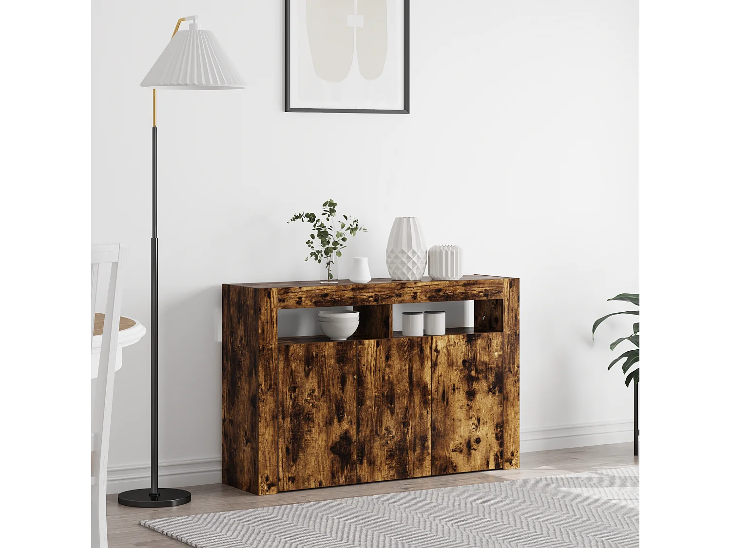 Buffet | Bahut | Meuble de rangement Chêne Fumé Bois d'Ingénierie 116 x 30 x 75 cm