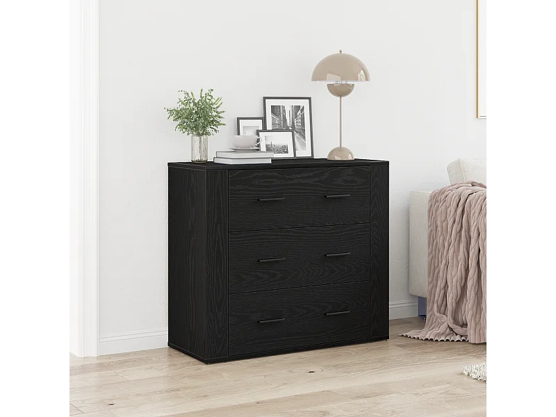 Buffet | Bahut | Meuble de rangement Noir Chêne 33x80x70 cm Bois reconstitué