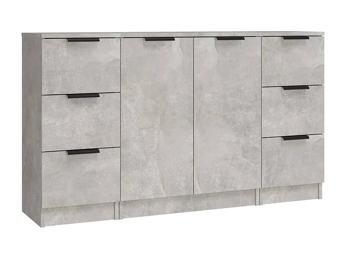 Buffet | Commode à tiroir | Meuble de rangements | Bahuts | Meuble de rangement 3 pcs gris béton bois d'ingénierie
