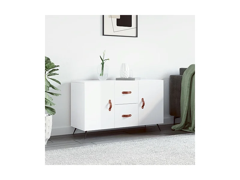 Credenza | Buffet | Armadio Bianco Lucido 100x36x60 cm in Legno Multistrato