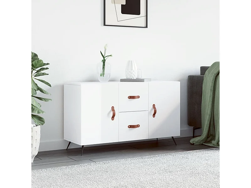 Credenza | Buffet | Armadio Bianco Lucido 100x36x60 cm in Legno Multistrato