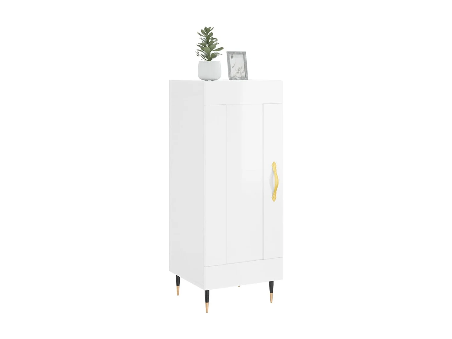Credenza | Buffet | Armadio Bianco Lucido 34,5x34x90 cm in Legno Multistrato