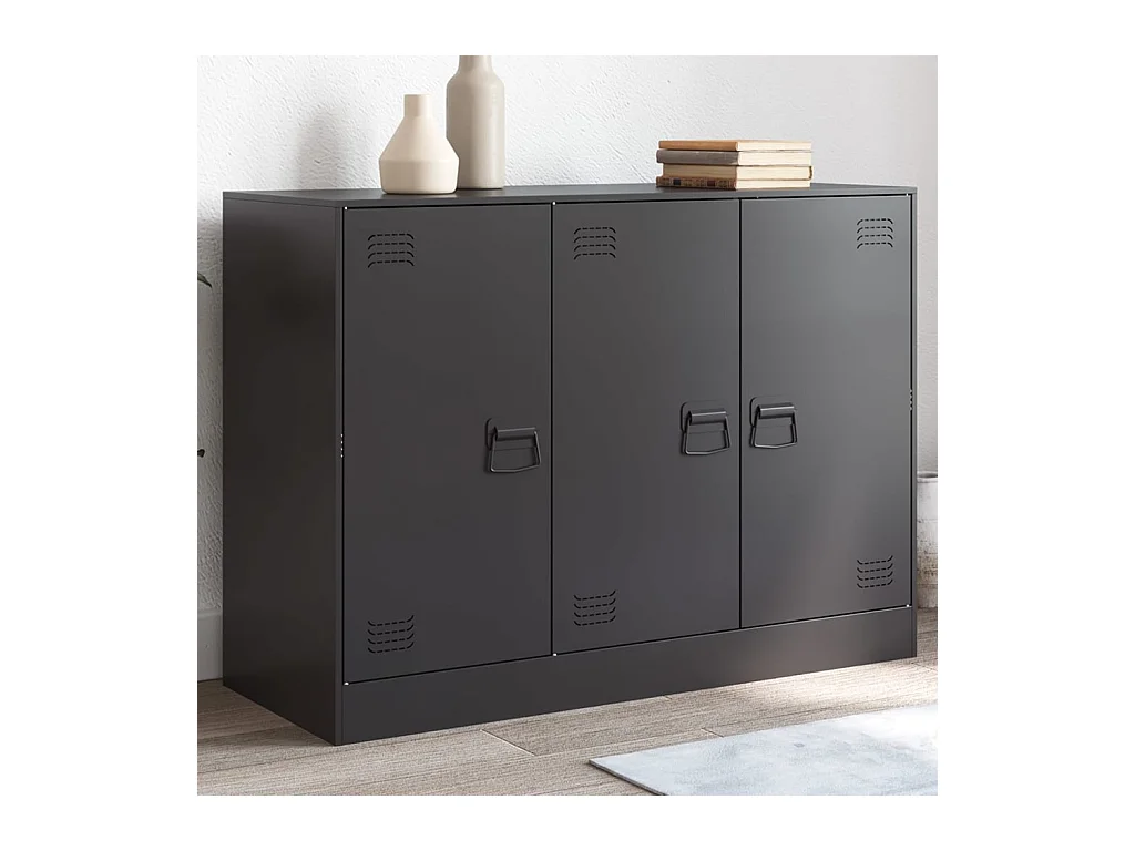 Buffet | Bahut | Meuble de rangement noir 99x39x73 cm acier
