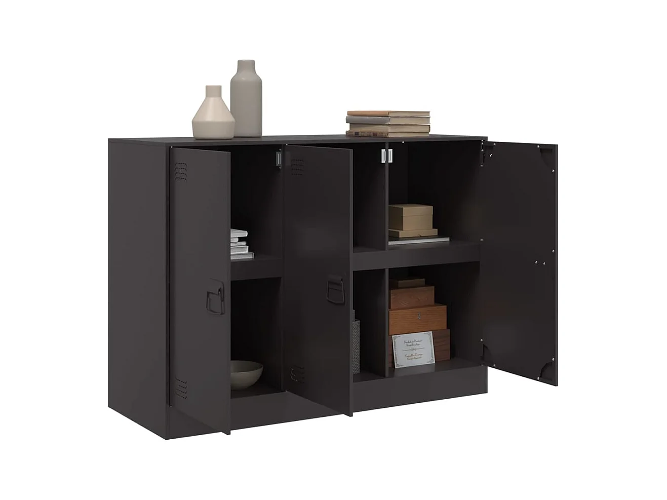 Buffet | Bahut | Meuble de rangement noir 99x39x73 cm acier