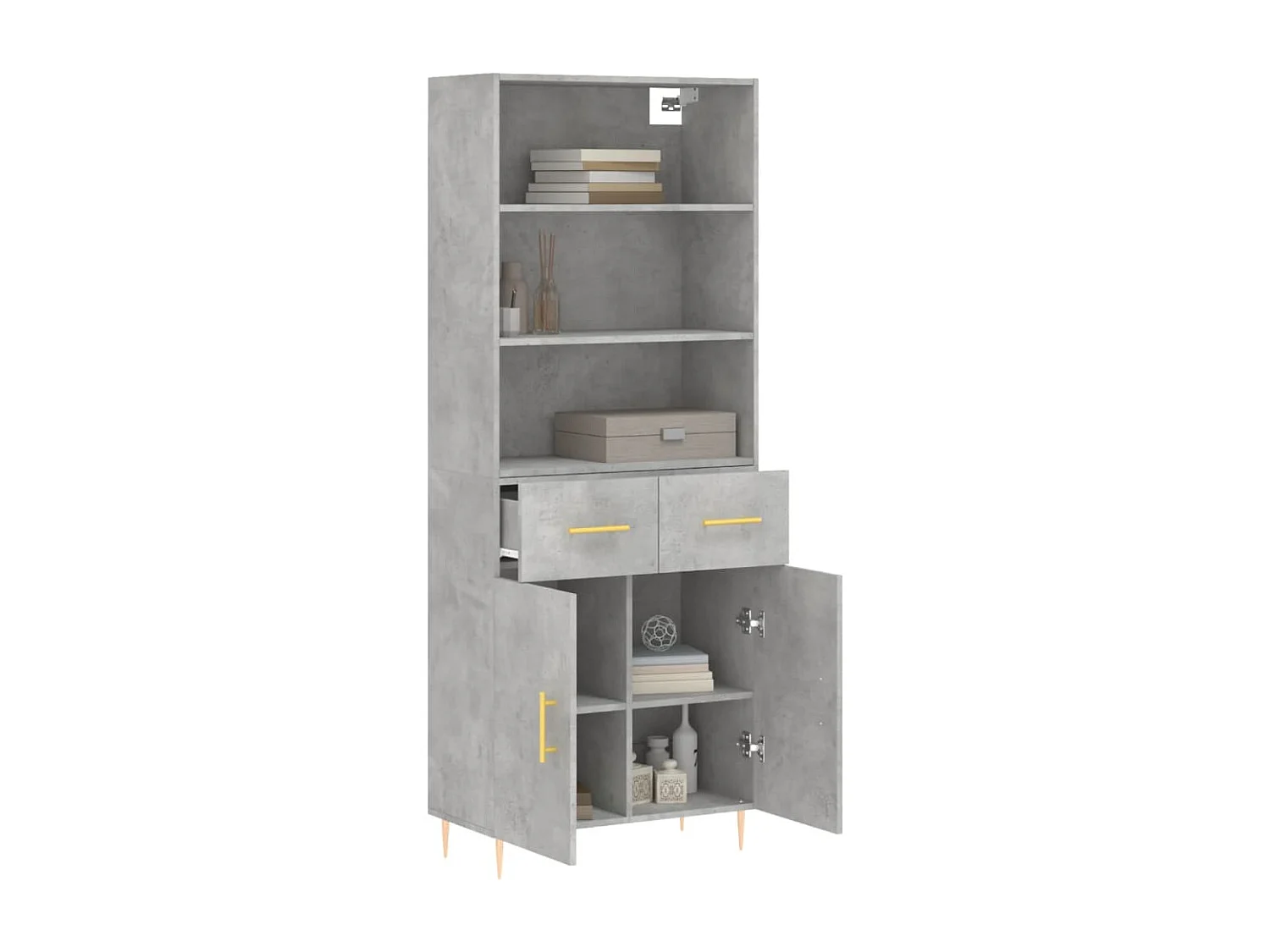 Credenza | Buffet | Armadio Grigio Cemento 69,5x34x180 cm in Legno Multistrato