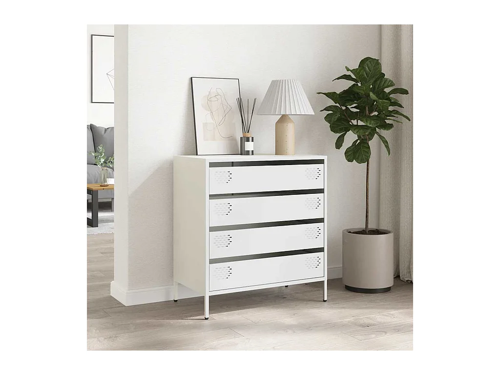 Credenza | Buffet | Armadio Bianca 68x39x73,5 cm in Acciaio Laminato a Freddo