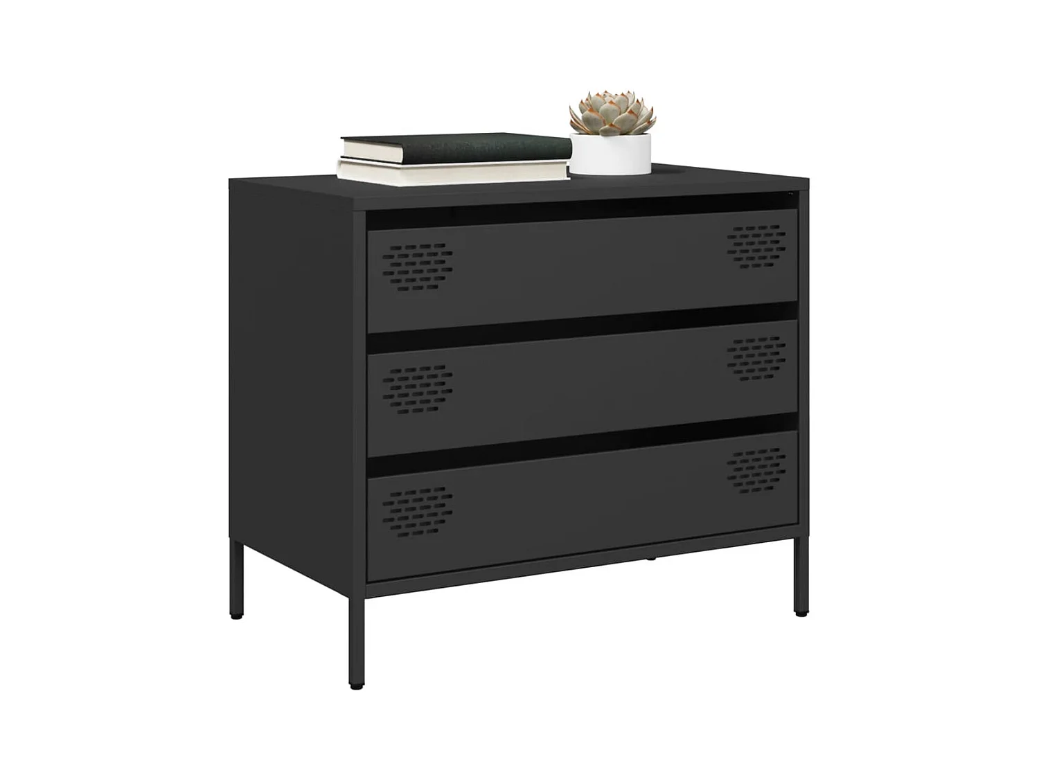Buffet | Commode à tiroir | Meuble de rangement noir 68x39x58,5 cm acier laminé à froid
