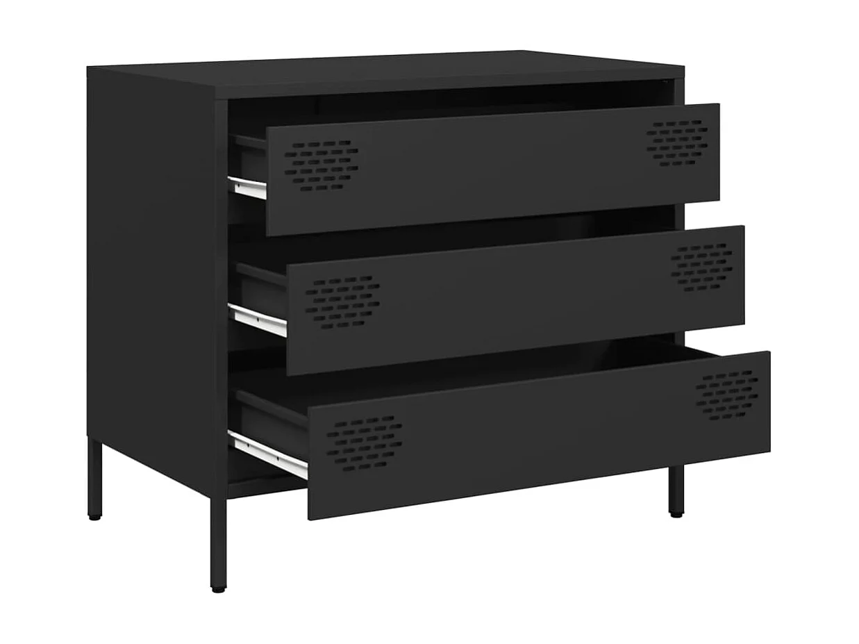 Credenza | Buffet | Armadio Nera 68x39x58,5 cm in Acciaio Laminato a Freddo
