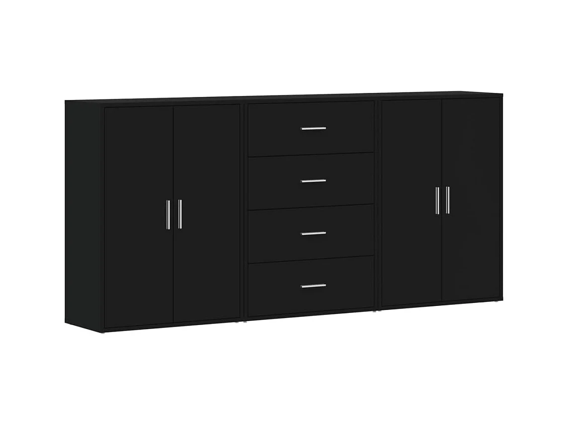 Credenze | Buffet | Armadi 3 pz Nere 60x31x84 cm in Legno Multistrato
