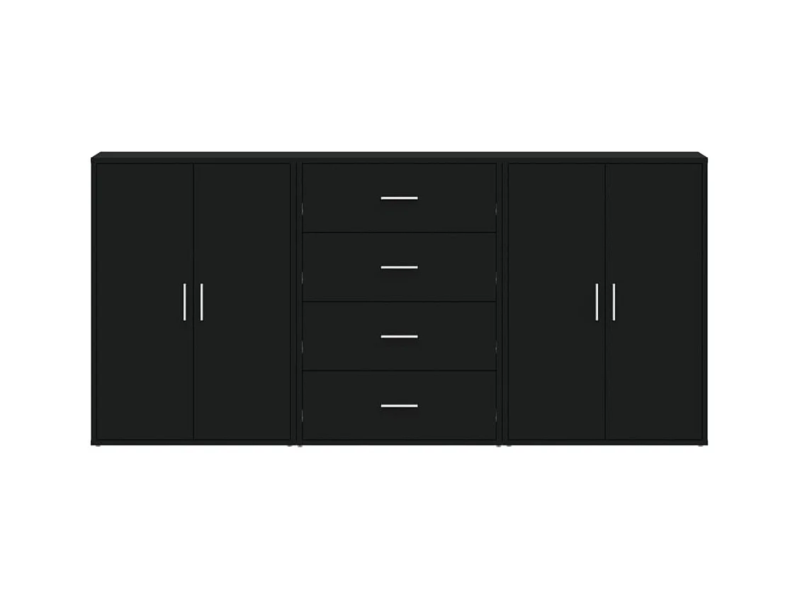 Credenze | Buffet | Armadi 3 pz Nere 60x31x84 cm in Legno Multistrato