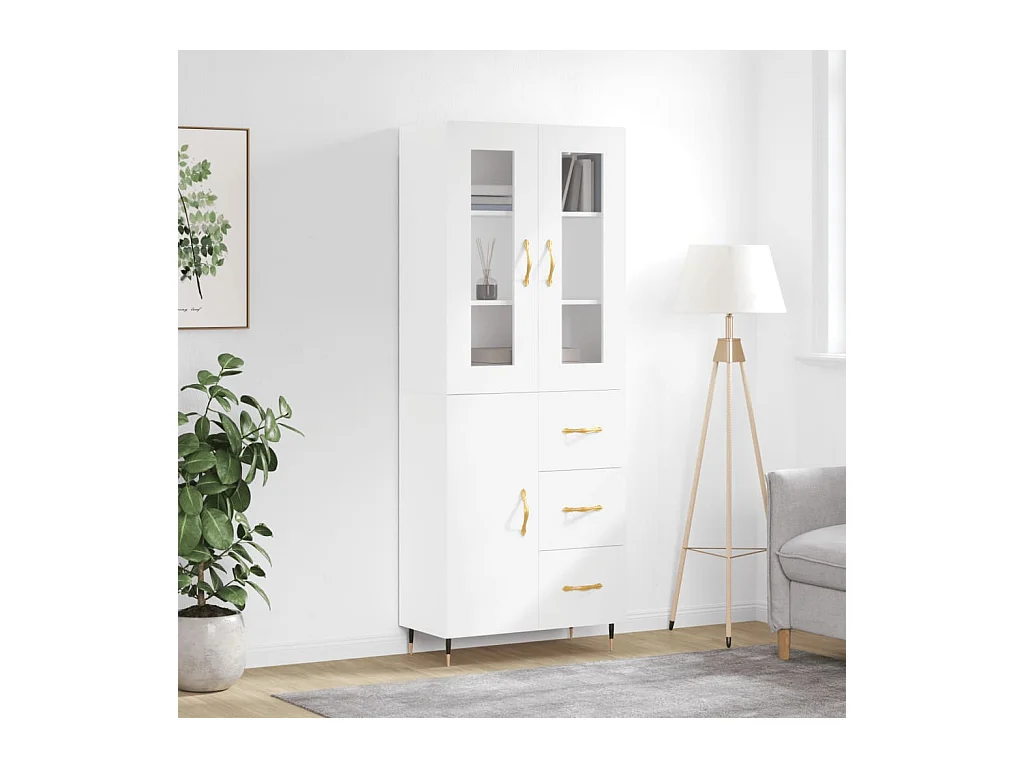 Credenza | Buffet | Armadio Bianca 69,5x34x180 cm in Legno Multistrato