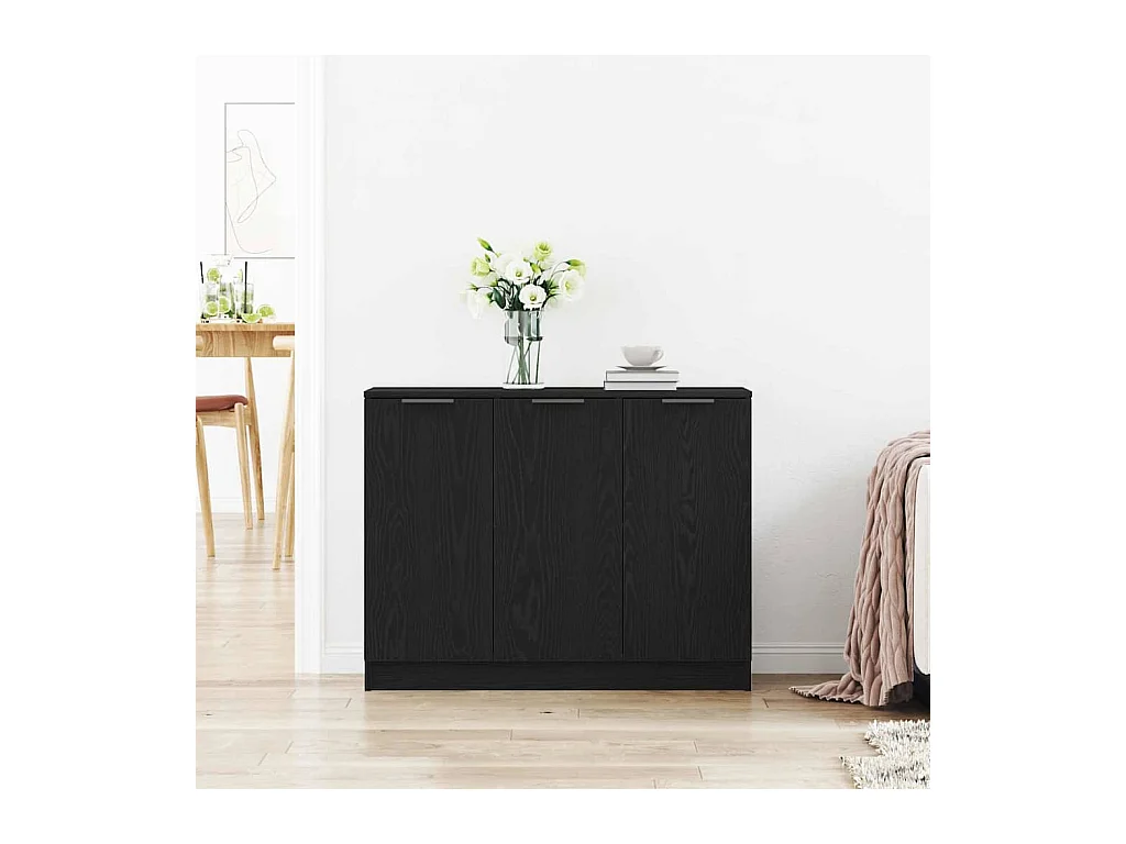 Buffet | Bahut | Meuble de rangement Noir Chêne 90,5x30x70 cm Bois d'ingénierie