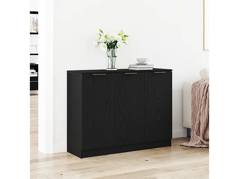 Buffet | Bahut | Meuble de rangement Noir Chêne 90,5x30x70 cm Bois d'ingénierie