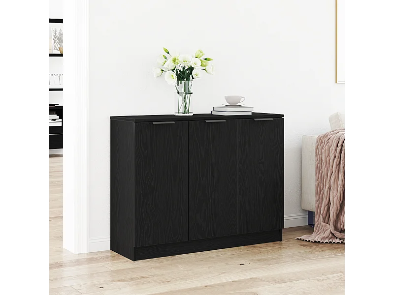 Buffet | Bahut | Meuble de rangement Noir Chêne 90,5x30x70 cm Bois d'ingénierie