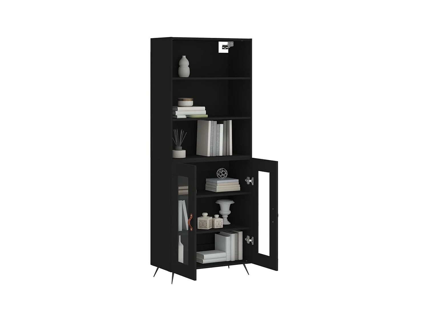 Buffet | Bahut | Meuble de rangement haut Noir 69,5x34x180 cm Bois d'ingénierie