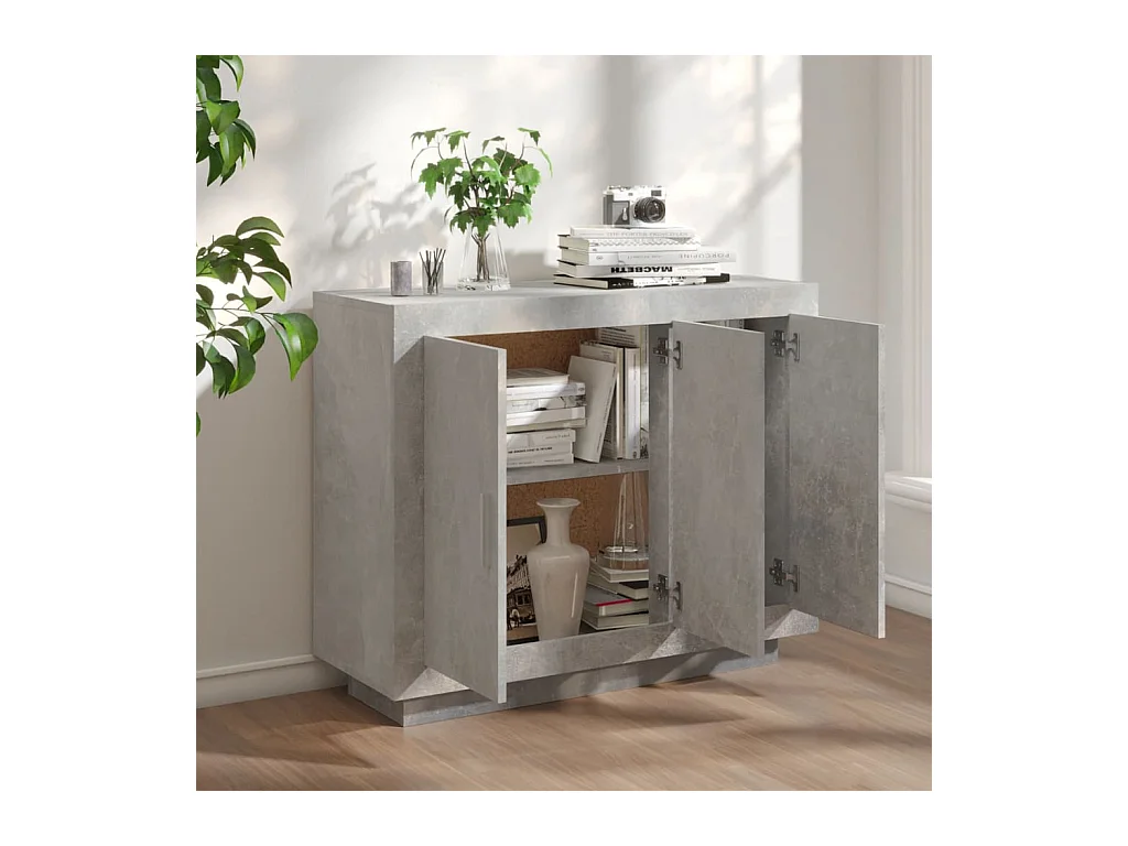 Buffet | Bahut | Meuble de rangement Gris béton 92x35x75 cm Bois d'ingénierie