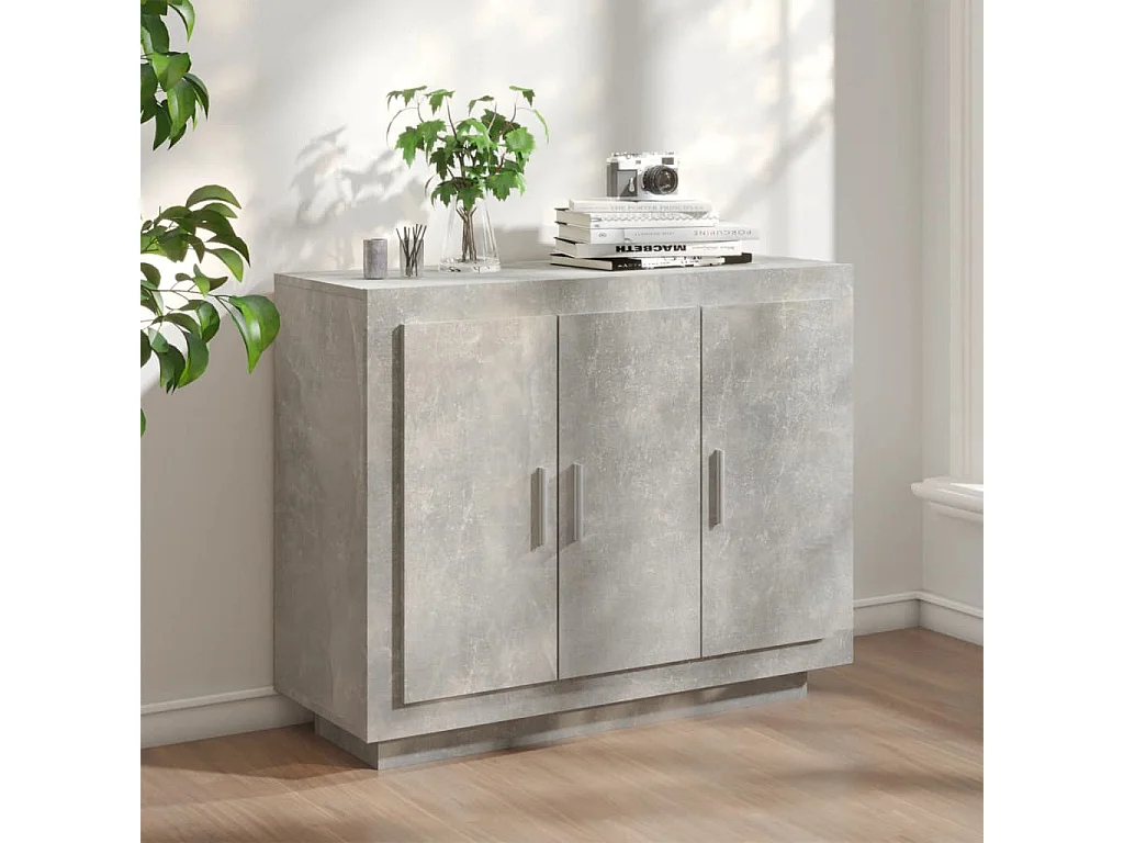 Buffet | Bahut | Meuble de rangement Gris béton 92x35x75 cm Bois d'ingénierie