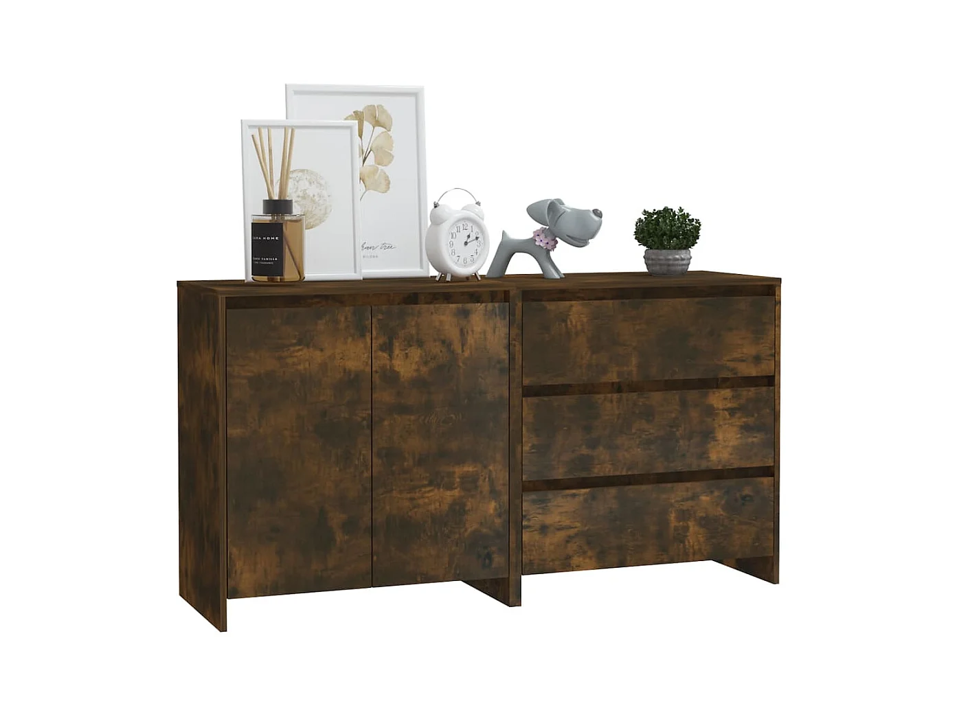 Credenze | Buffet | Armadi 2 pz Rovere Fumo in Legno Multistrato