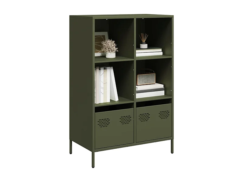 Buffet | Commode à tiroir | Meuble de rangement haut vert olive 68x39x103,5 cm acier