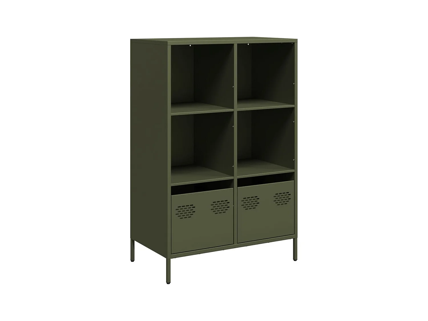 Buffet | Commode à tiroir | Meuble de rangement haut vert olive 68x39x103,5 cm acier