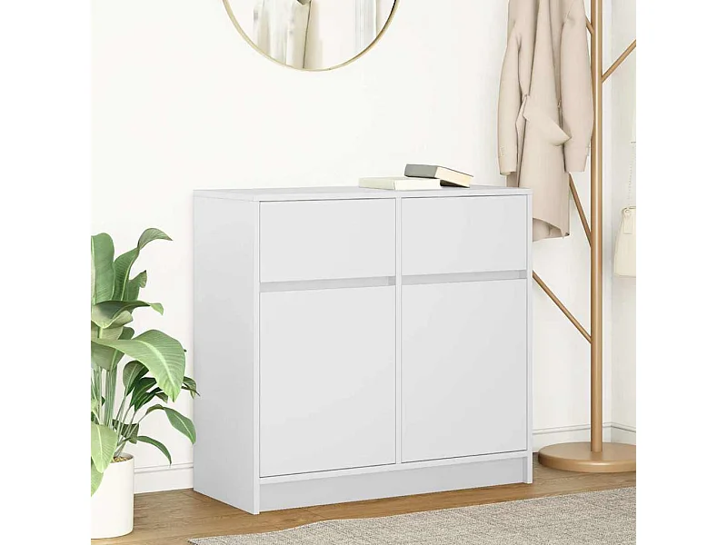 Buffet | Commode à tiroir | Meuble de rangement avec tiroir blanc 80x34x76 cm bois d'ingénierie