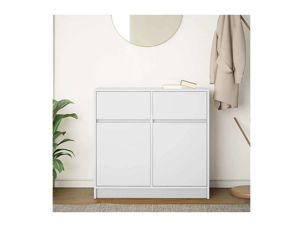 Buffet | Commode à tiroir | Meuble de rangement avec tiroir blanc 80x34x76 cm bois d'ingénierie