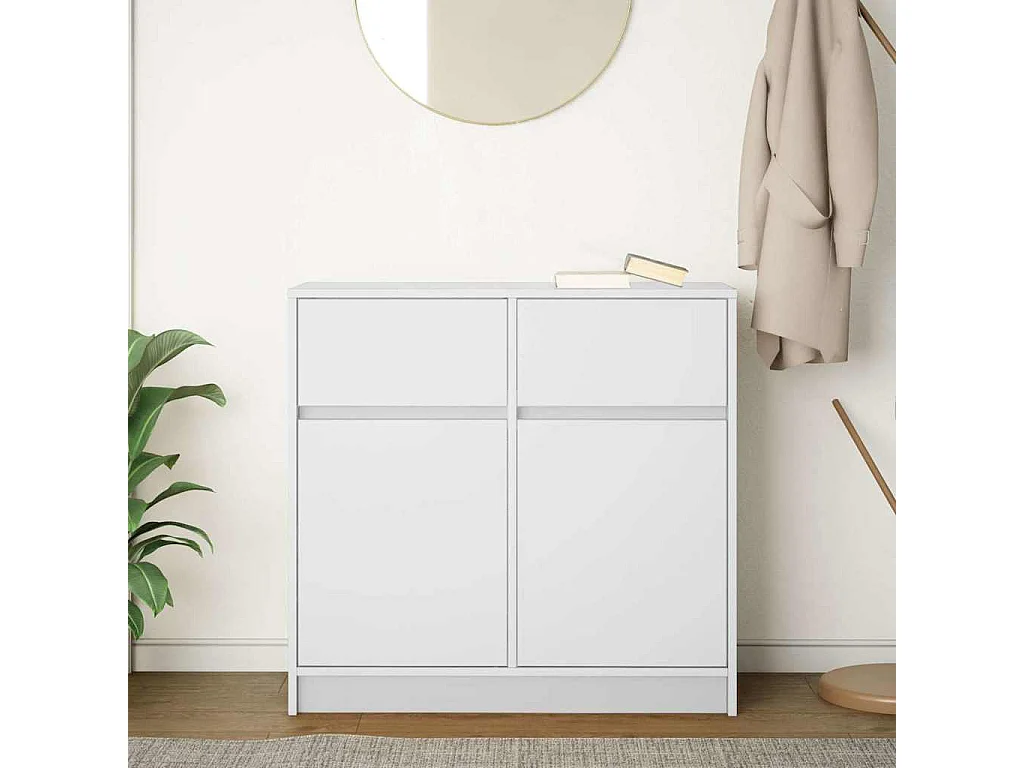 Buffet | Commode à tiroir | Meuble de rangement avec tiroir blanc 80x34x76 cm bois d'ingénierie