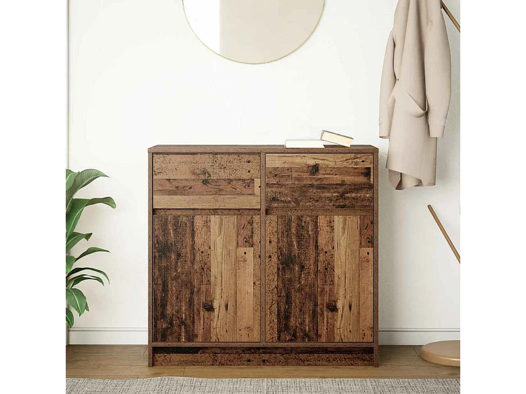 Buffet | Commode à tiroir | Meuble de rangement avec tiroir vieux bois 80x34x76 cm bois d'ingénierie