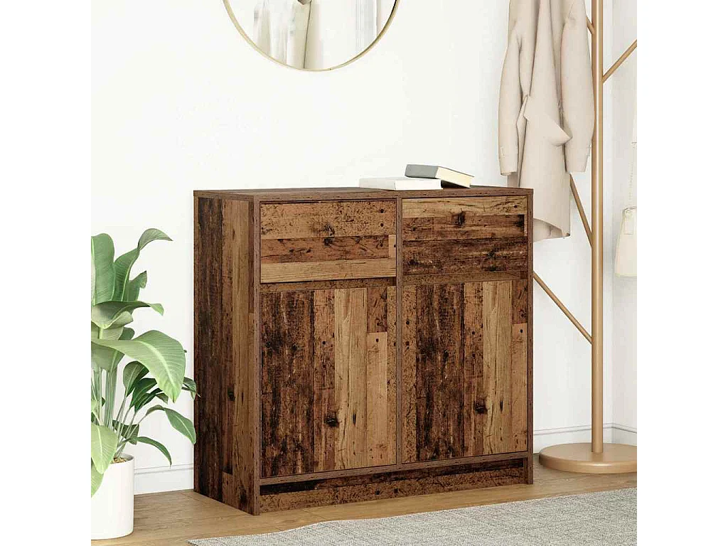Buffet | Commode à tiroir | Meuble de rangement avec tiroir vieux bois 80x34x76 cm bois d'ingénierie