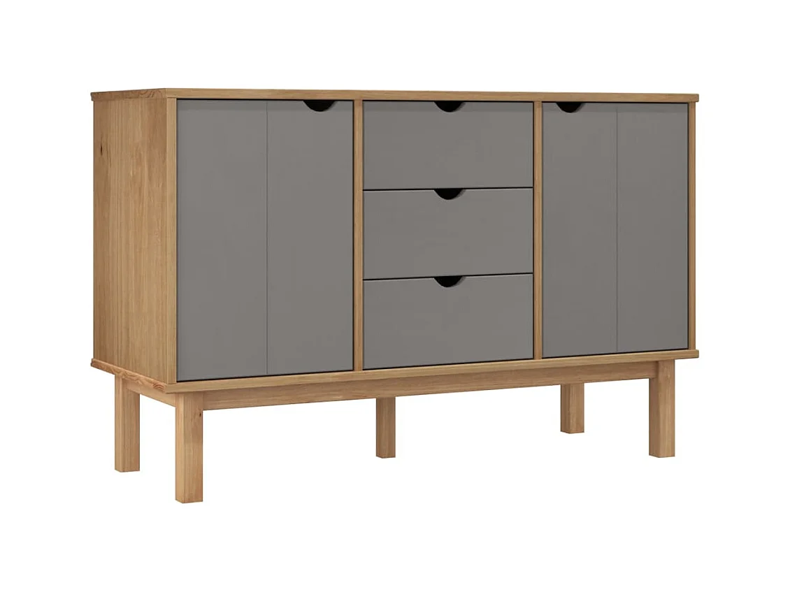 Credenza | Buffet | Armadio OTTA Marrone e Grigio 113,5x43x73 cm in Legno di Pino