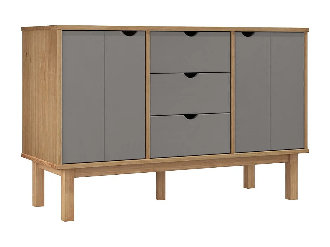 Credenza | Buffet | Armadio OTTA Marrone e Grigio 113,5x43x73 cm in Legno di Pino