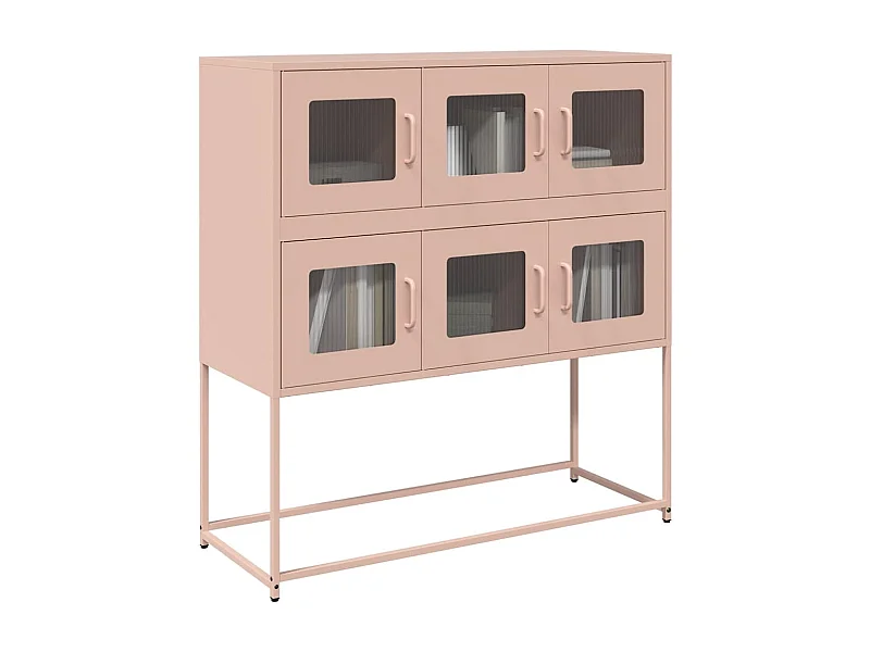 Buffet | Bahut | Meuble de rangement rose 100,5x39x107 cm acier laminé à froid