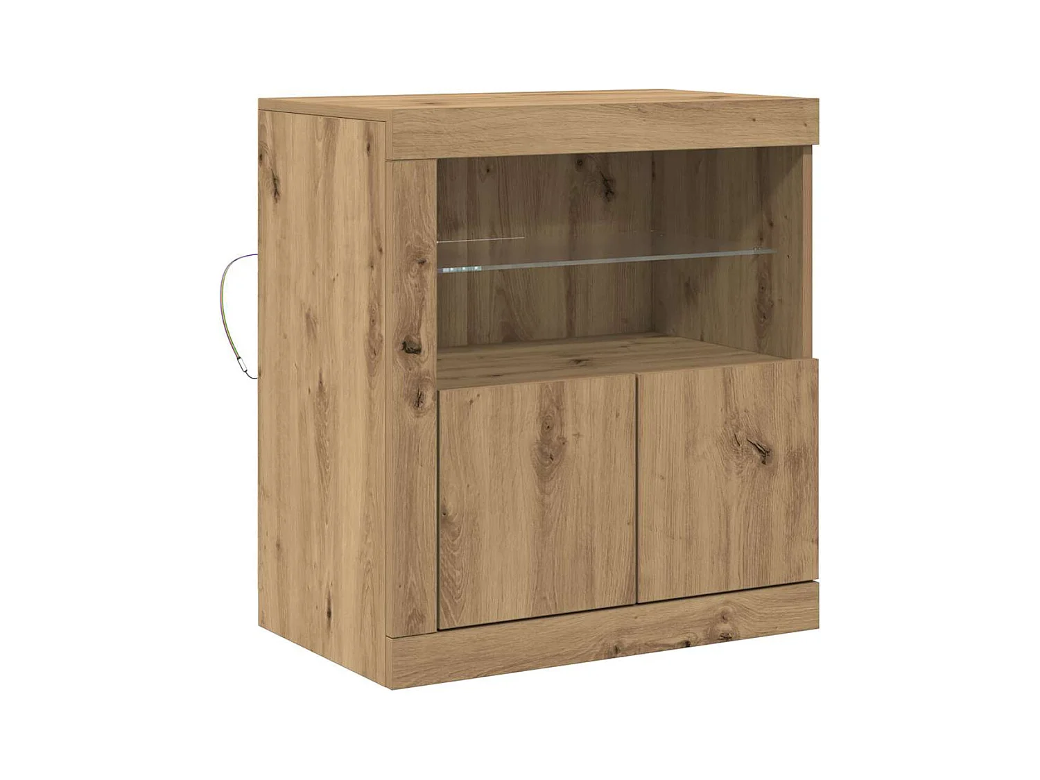 Buffet | Bahut | Meuble de rangement avec lumières LED Chêne artisanal 60,5x37x67 cm