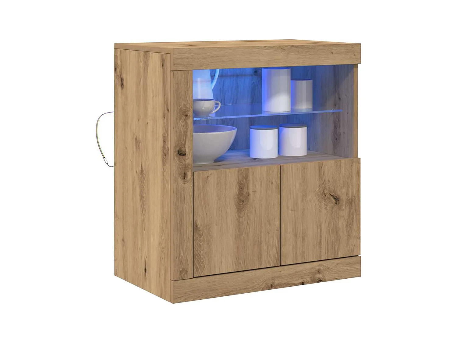 Buffet | Bahut | Meuble de rangement avec lumières LED Chêne artisanal 60,5x37x67 cm